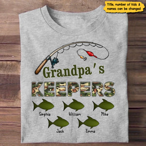 Grandpa's Keepers Camouflage Pattern Fishing Personalized Shirt, Unique 2025 Father's Day Gift For Grandpa, Dad