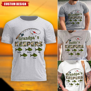 Grandpa's Keepers Camouflage Pattern Fishing Personalized Shirt, Unique 2025 Father's Day Gift For Grandpa, Dad