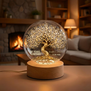 Tree of Love Personalized Couples Crystal LED Ball Light - Wedding Anniversary Gift, Couple Gift