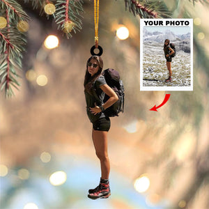 Personalized Hiking Upload Photo Christmas Ornament