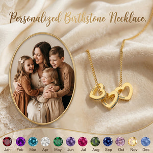 Personalized Heart Circle Birthstone Necklace with Name-Mothers Day Gift