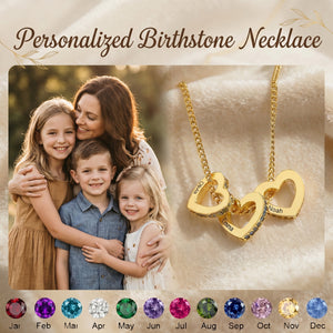 Personalized Heart Circle Birthstone Necklace with Name-Mothers Day Gift