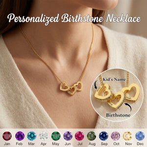Personalized Heart Circle Birthstone Necklace with Name-Mothers Day Gift