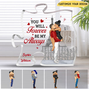 I Love You Forever And Always - Couple Personalized Custom Puzzle Shaped Acrylic Plaque - Gift For Husband Wife, Anniversary