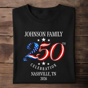 Family American 250th Anniversary 4th of July - Personalized Shirt - Family Matching Patriotic Crew Shirt