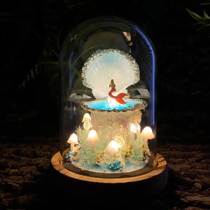 Fairy Tale Mermaid Night Light,Handmade Shell Pearl Light,Enchanted Decor for Bedroom Living Room, Fantasy Mermaid Lamp,Unique Birthday Gift