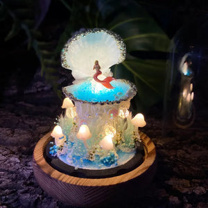 Fairy Tale Mermaid Night Light,Handmade Shell Pearl Light,Enchanted Decor for Bedroom Living Room, Fantasy Mermaid Lamp,Unique Birthday Gift
