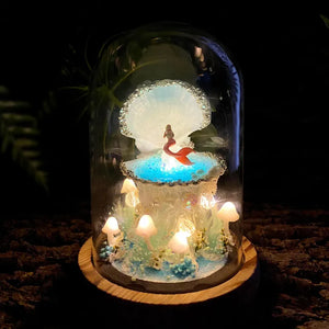 Fairy Tale Mermaid Night Light,Handmade Shell Pearl Light,Enchanted Decor for Bedroom Living Room, Fantasy Mermaid Lamp,Unique Birthday Gift