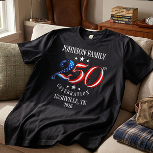 Family American 250th Anniversary 4th of July - Personalized Shirt - Family Matching Patriotic Crew Shirt
