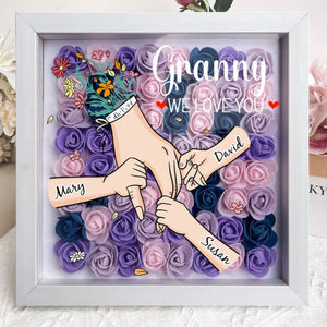 Grandma We Love You - Personalised Flower Shadow Box With Name