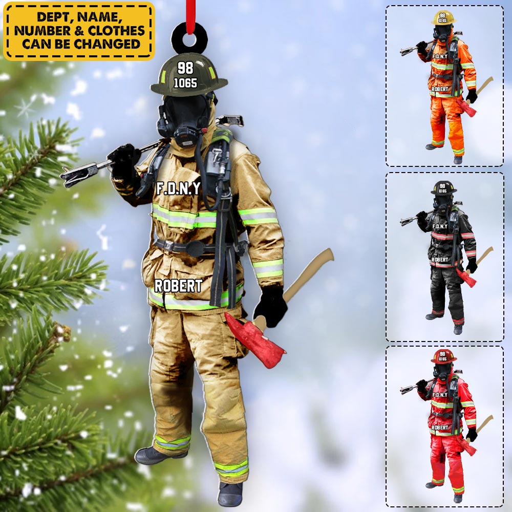 Custom Firefighter On Duty  Personalized Christmas Ornament Gift For Firefighter Fireman