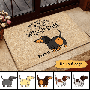 Welcome Wiggle Butt Club Dachshund Dog Personalized Doormat