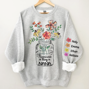 Happiness Is Being A Nana Flower Watercolor Sweatshirt