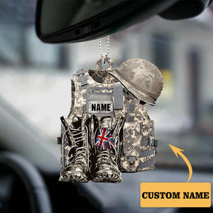 New Release - Military Uniform - Boots & Hat - Personalized Flat Acrylic Ornament (UK)