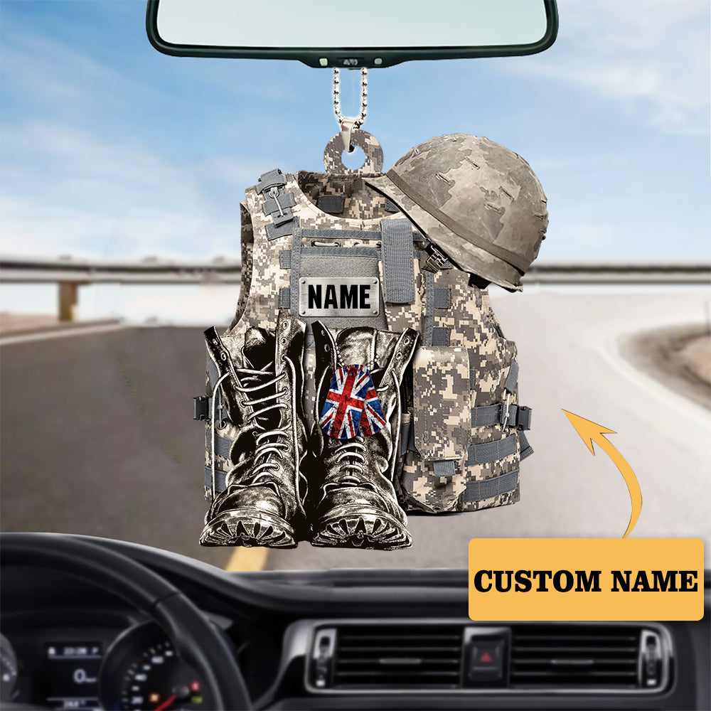 New Release - Military Uniform - Boots & Hat - Personalized Flat Acrylic Ornament (UK)