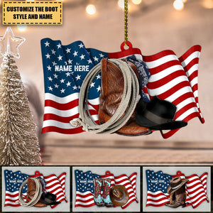 American Cowgirl/Cowboy Boots And Hat Personalized Ornament