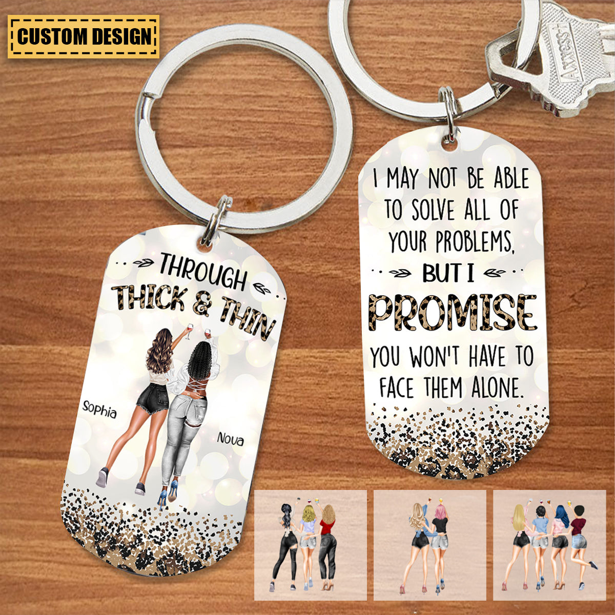 Personalized Friends/Bestie/Sister/Twins Engraved Stainless Steel Keychain