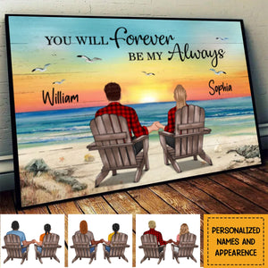 Couple Beach Landscape Retro Vintage Personalized Poster - Anniversary Gift For Couple
