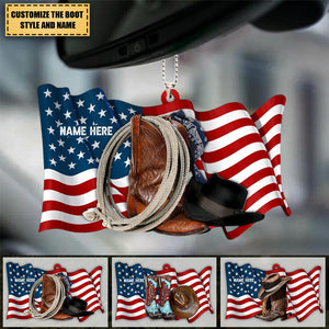 American Cowgirl/Cowboy Boots And Hat Personalized Ornament