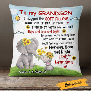 Personalized Elephant Mom Grandma To Daughter Granddaughter Son Grandson Hug This Pillow DB243 95O23