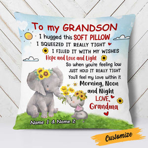 Personalized Elephant Mom Grandma To Daughter Granddaughter Son Grandson Hug This Pillow DB243 95O23