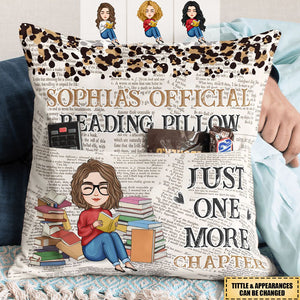 Girl Reading Books - Personalized Pocket Pillow
