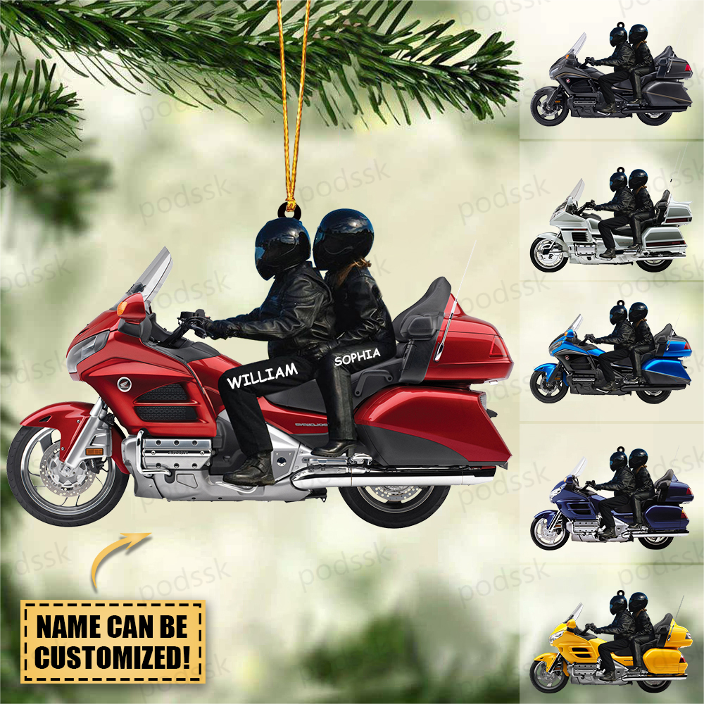 New Release Personalized Biker Couple Gold Wing Motorcycle Ornament