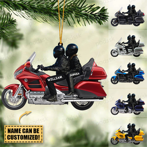 New Release Personalized Biker Couple Gold Wing Motorcycle Ornament