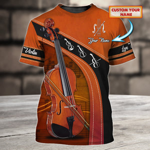 Love Violin - Personalized Name 3D Unisex T-shirt