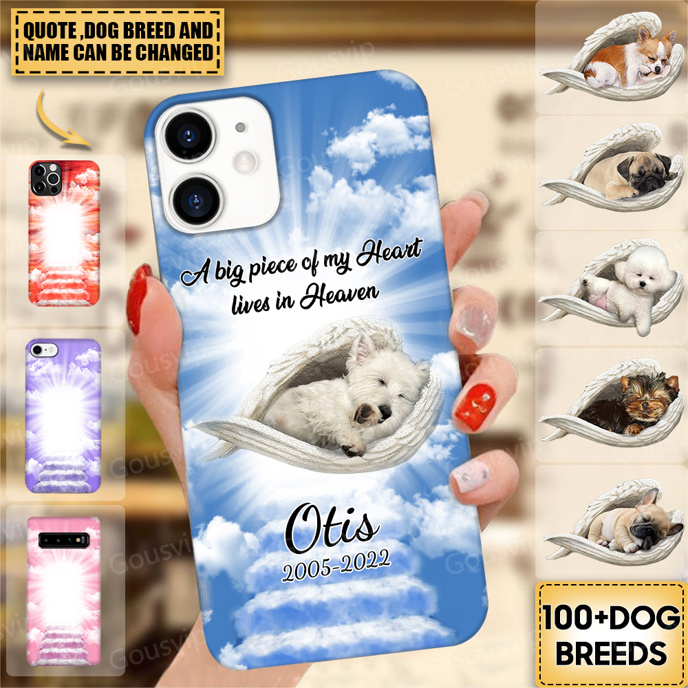 Dog Sleeping Angel Personalized Memorial Glass Phone case-Great Gift Idea For Dog Lovers