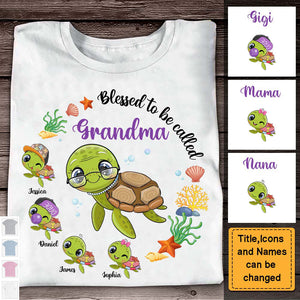 Gift For Grandma-Personalzied Turtle Blessed To Be Called Shirt
