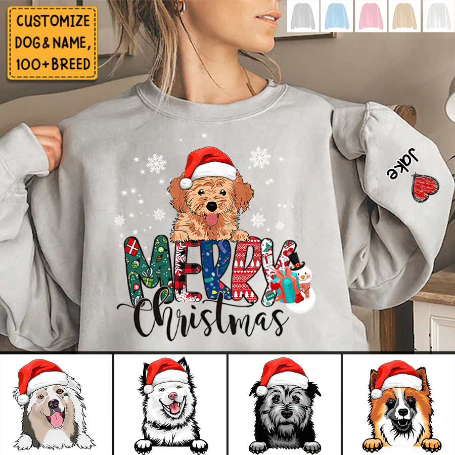 Merry Christmas - Christmas Dog Custom Names Personalized Sweatshirt