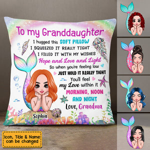 To My Granddaughter Mermaid Hug This Pillow