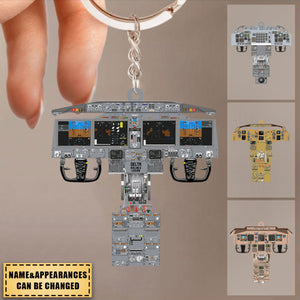 Personalized Airplane Cockpit Keychain, Gift For Airplane Lovers