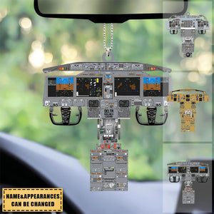 Personalized Airplane Cockpit Acrylic Car Hanging Ornament, Gift For Airplane Lovers