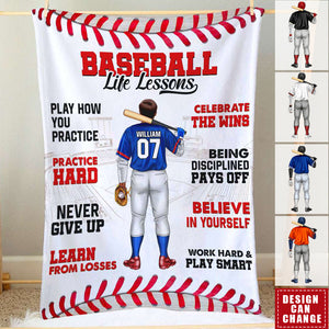 Baseball Life Lessons, Gift For Him, Personalized Blanket, Baseball Lover Blanket