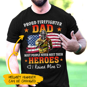 Personalized Firefighter Mom/Dad Us Flag Unisex T-Shirt