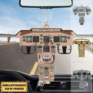 Personalized Airplane Cockpit Acrylic Car Hanging Ornament, Gift For Airplane Lovers