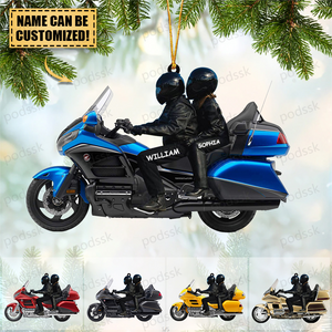 New Release Personalized Biker Couple Gold Wing Motorcycle Ornament
