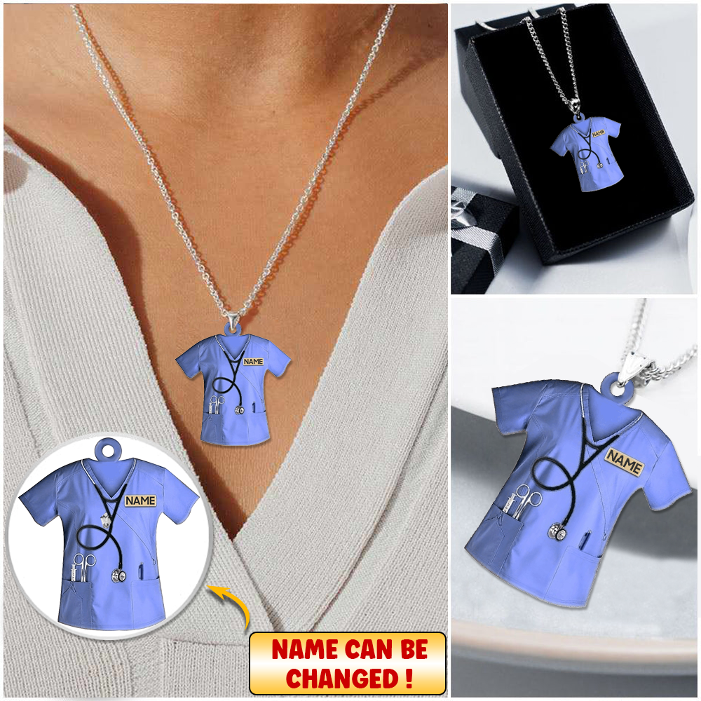 Personalized Nurse Scrubs Stainless Steel Necklace