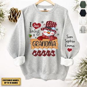 Personalized Sweatshirt - I Love Being a Grandma - Christmas Gifts Snowman Grandkids Names