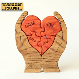 New Release - Personalized Heart Family Wooden Art Puzzle, Gift For Family