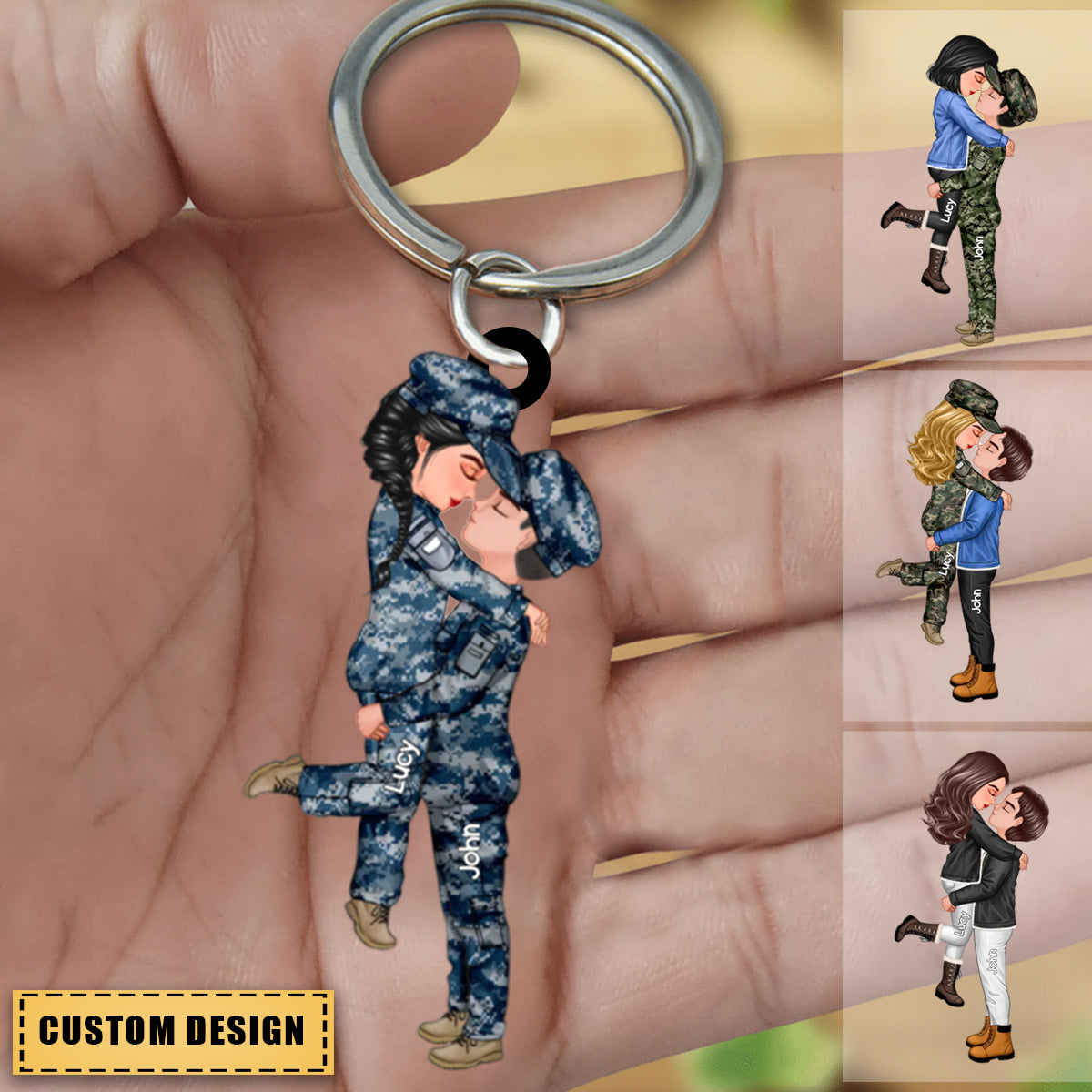 Couple Portrait Army Gifts by Occupation - Personalized Acrylic Keychain