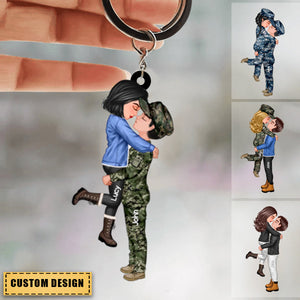 Couple Portrait Army Gifts by Occupation - Personalized Acrylic Keychain