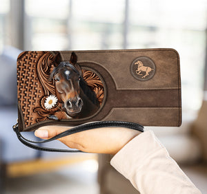 Horse Holding Daisy Women Clutch Purse