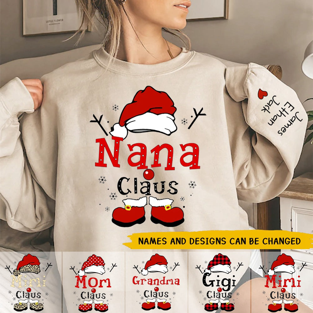 Personalized Christmas Grandma/Mom Claus Snowflake Sweatshirt