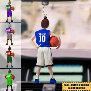 Personalized customized kids play basketball Acrylic Ornament-gift for basketball lovers