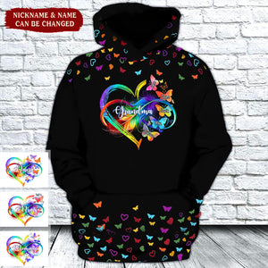 Personalized Grandma Mom Heart Infinity Butterfly Mother's Day Best Gift 3D Hoodie
