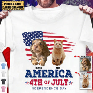 The 4th Of July Personalized Upload Pet photo Shirt, US Independence Day Gift for Pet Lovers