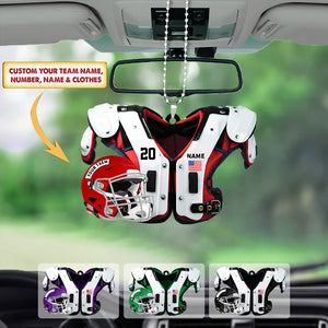 Personalized American Football Shoulder Pads And Helmet Car Hanging Ornament